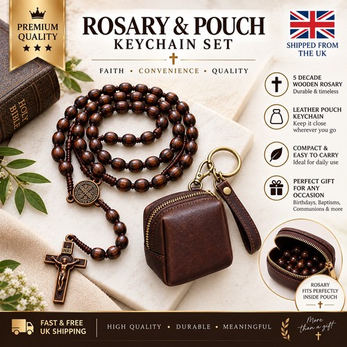 Wooden rosary beads - rosary, case