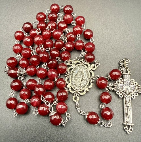 Handmade ruby quartz rosary - ruby,