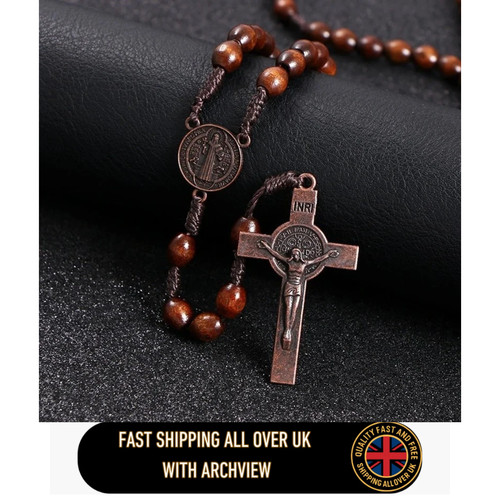 Wooden rosary cross - rosary, handmade