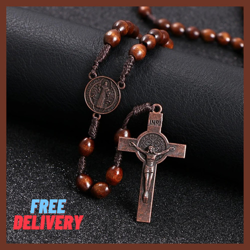 Wooden rosary cross - wooden, handmade