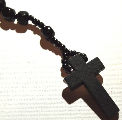 New black wooden rosary - 36",