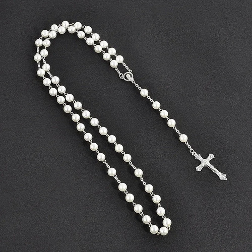 White rosary beads - beads, with