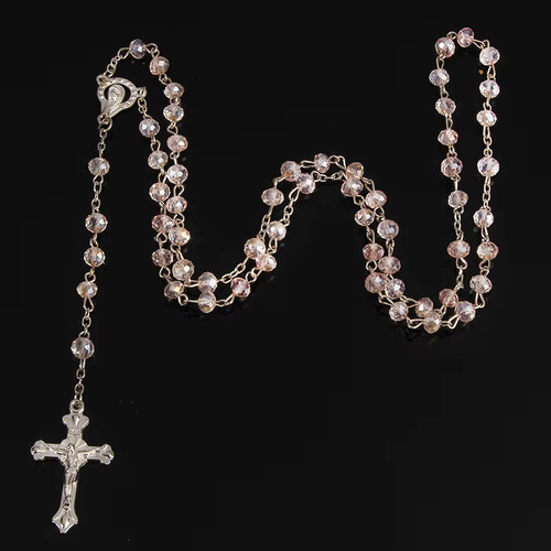 6mm crystal rosary necklace - rosary,