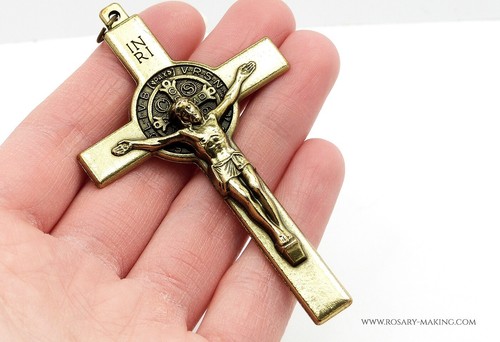 Benedict crucifix brass 8cm - crucifix,
