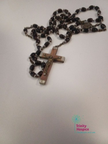 Vintage wooden bead rosary - wooden,