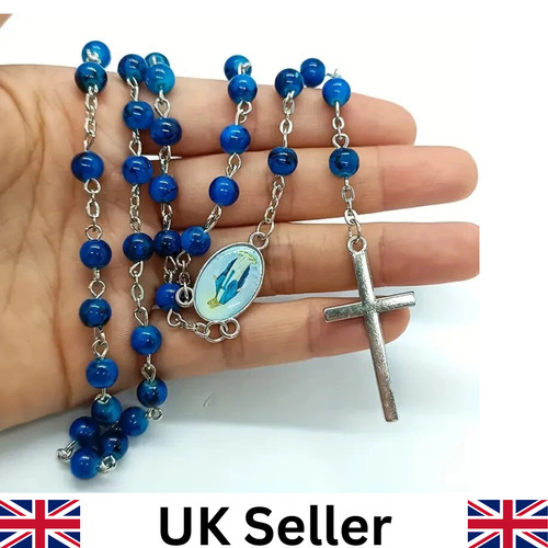 Blue catholic rosary beads - catholic,