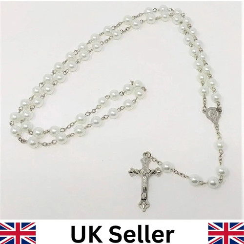 White rosary beads - white,