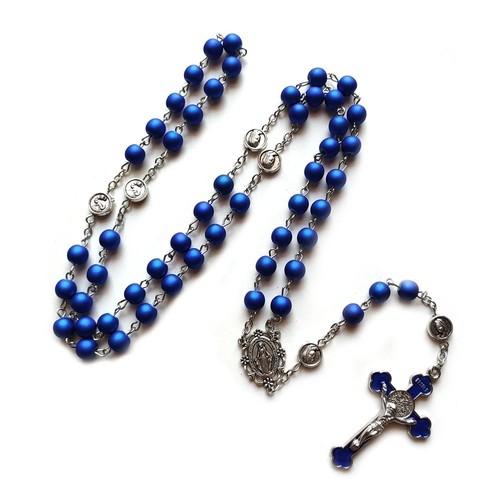 Blue rosary beads - rosary, catholic