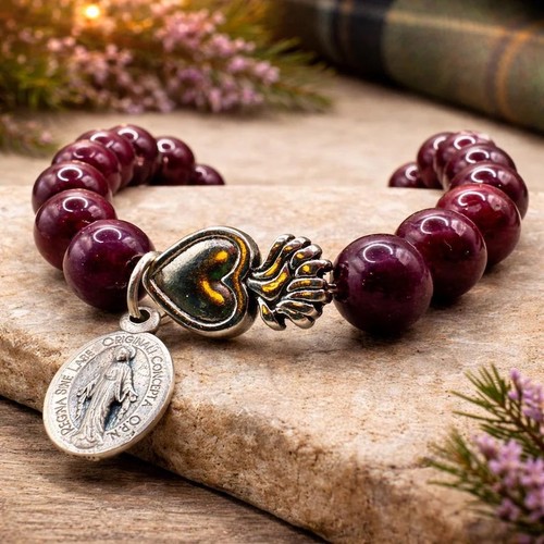 Garnet catholic rosary - catholic,