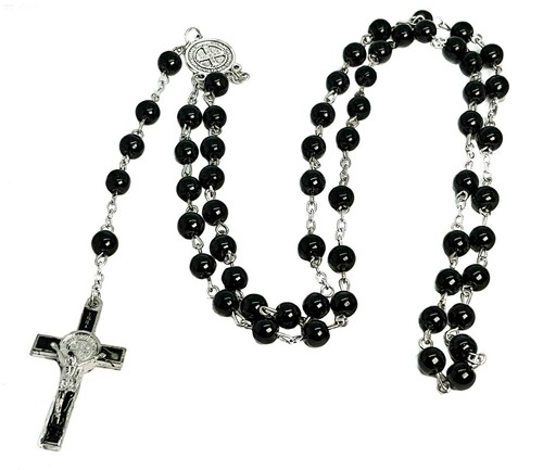 Catholic black rosary bead - catholic,