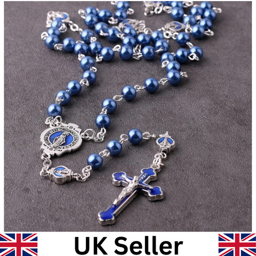 Blue catholic rosary beads - blue,