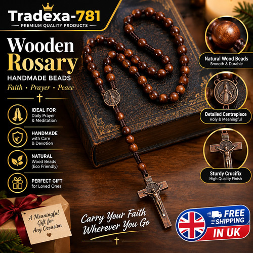 Wooden rosary cross handmade - wooden,