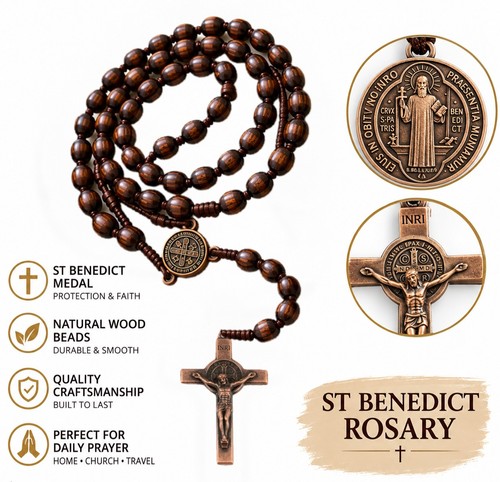 Benedict wooden rosary - st,