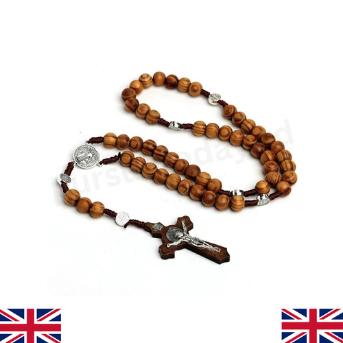 Wooden rosary necklace brown - wooden,