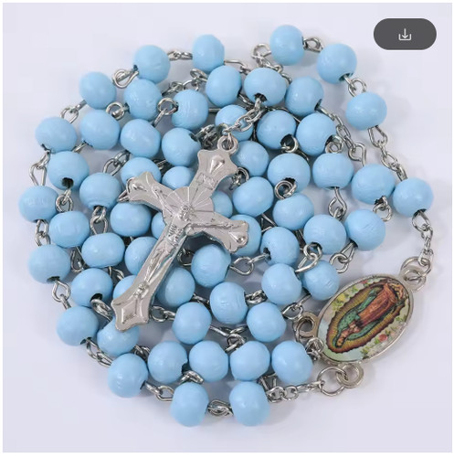 White rosary beads with silver - white,