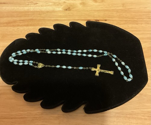 Vintage light blue rosary - light,