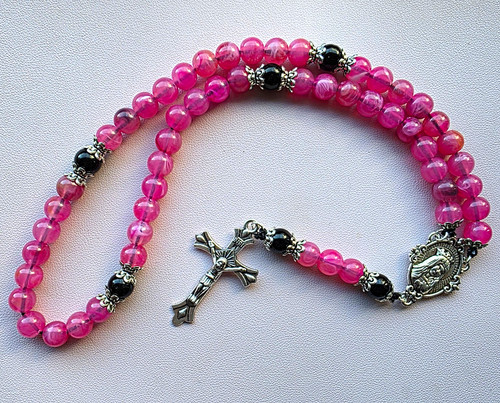 Catholic pink resin - pink, rosary