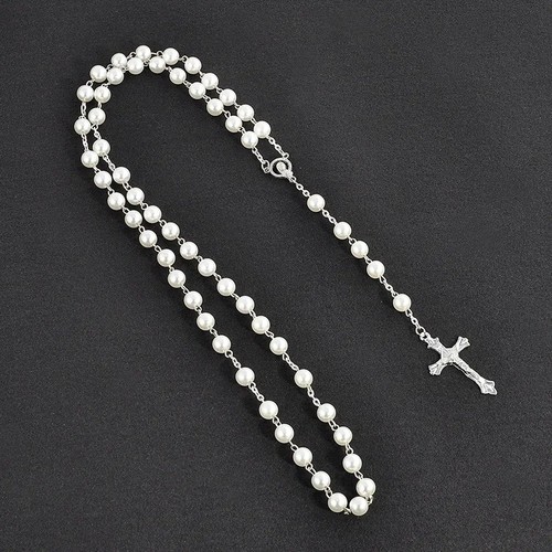 White rosary beads - with, silver